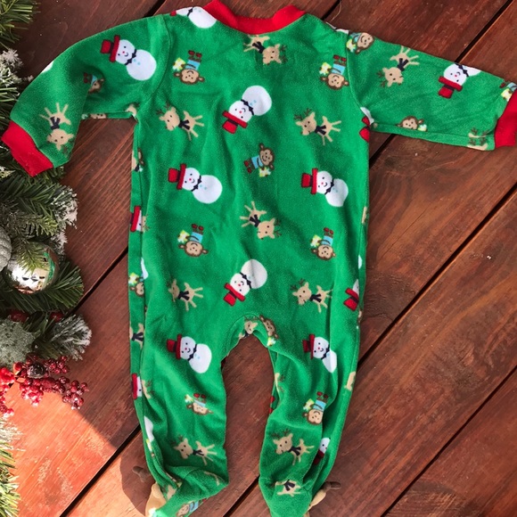Carters 9M fleece zip up footed Christmas jammies - Picture 6 of 7